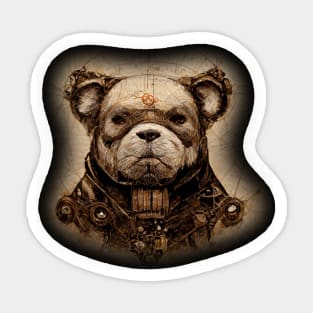 Bulldog Surreal Steampunk Artwork, Dog Lover Sticker